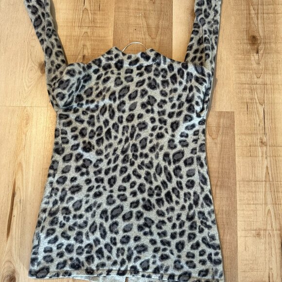 Cashmere Charter Club luxury leopard print Cardigan Open Front - Picture 5 of 12